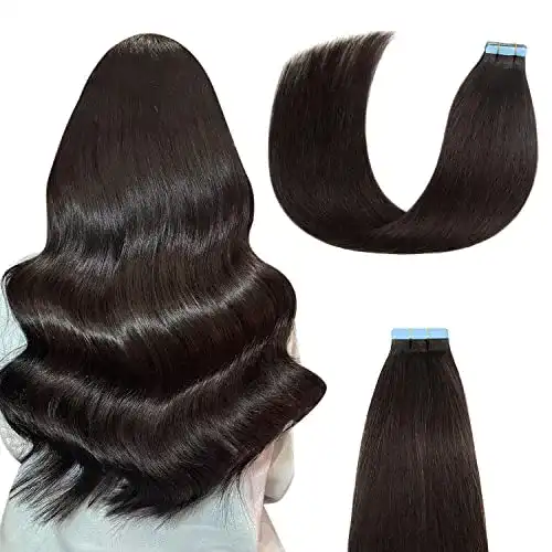 Tape Extensions AGMITY Echthaar in Schwarz für Volumen und Länge