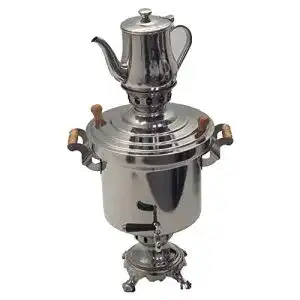 Samowar Grillpeter Set aus Edelstahl mit Teekanne und Holzkohle