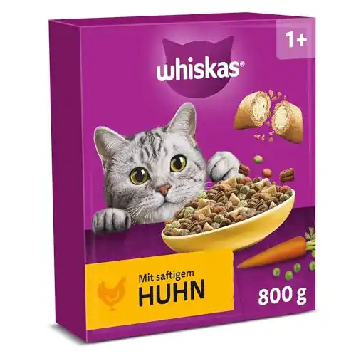 Katzenfutter whiskas Adult 1+ Trockenfutter Huhn, 5x800g