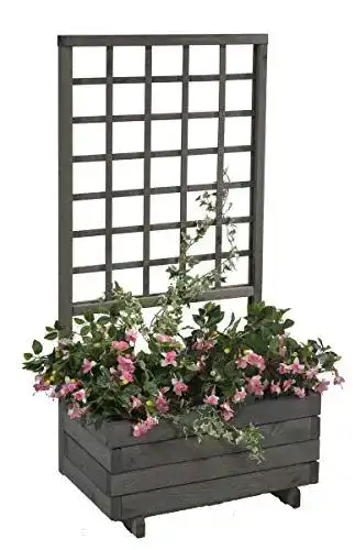 Blumenkasten mit Rankgitter von Gaspo, Pflanzkübel aus Holz