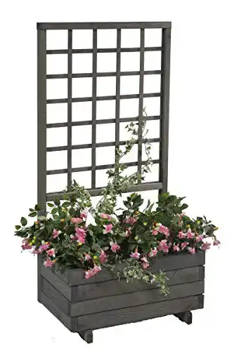 Blumenkasten mit Rankgitter von Gaspo, Pflanzkübel aus Holz