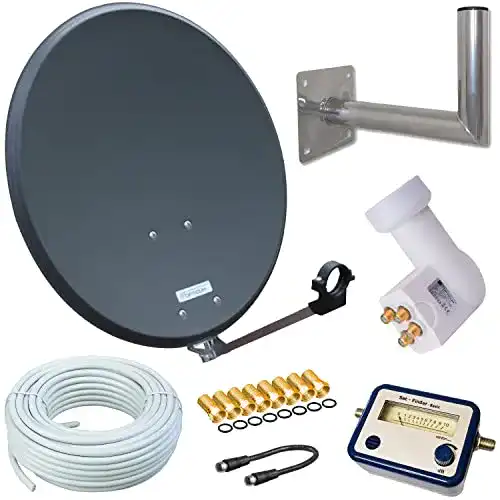 Satellitenschüssel 80 cm mit Opticum Quad LNB und Montagezubehör