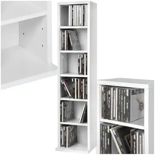 CD-Regal Tectake Wandregal mit 6 Fächern in Holzoptik, höhenverstellbar