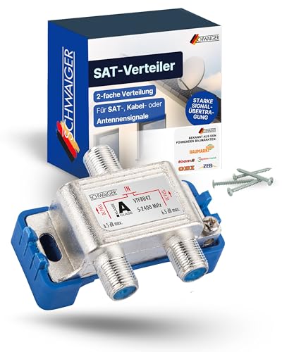 Sat-Verteiler Schwaiger 2-Fach für SAT-, Kabel- und Antennensignale