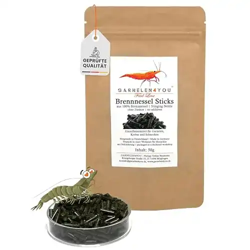 Garnelenfutter Brennnessel Sticks für Garnelen, Krebse und Schnecken