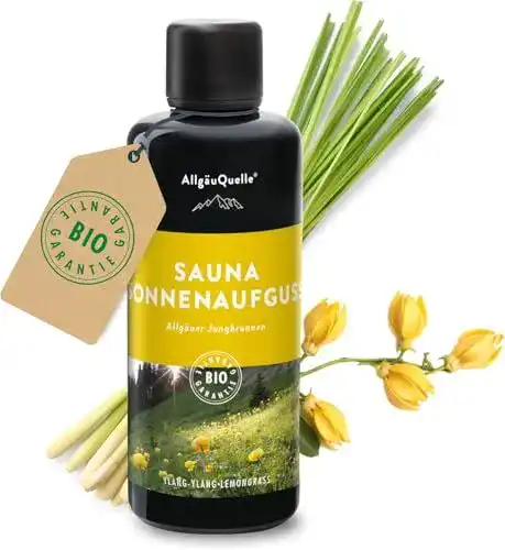 Bio Saunaaufguss AllgäuQuelle Naturprodukte mit Ylang-Ylang und Lemongrass