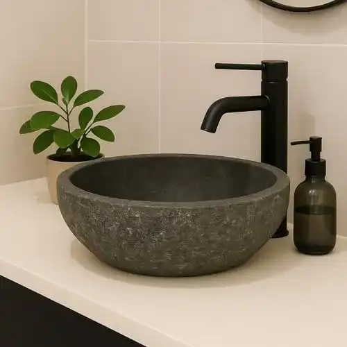 Naturstein Waschbecken Lendo Oval für Badezimmer