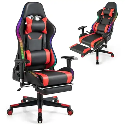 Gaming-Stuhl mit Fußstütze von Costway