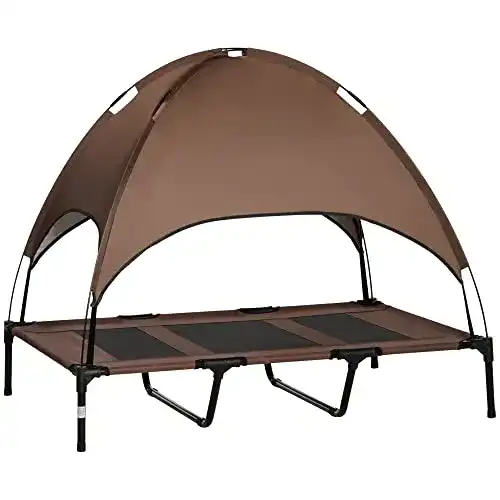 Erhöhtes Hundebett mit Baldachin für Outdoor-Nutzung