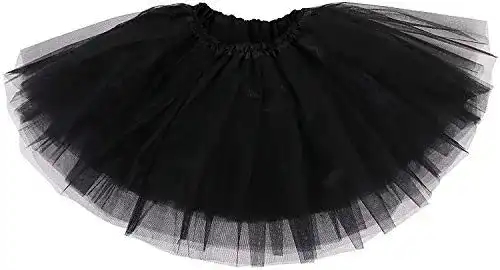 Tüllrock für Damen – 3-lagiger Petticoat Minirock in Schwarz