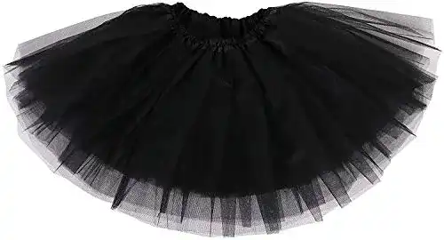 Tüllrock für Damen – 3-lagiger Petticoat Minirock in Schwarz