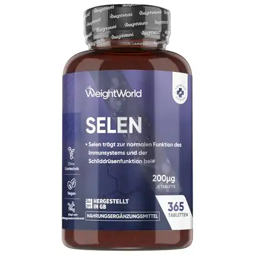 Selen 200µg hochdosiert, Methionin, 365 vegane Tabletten