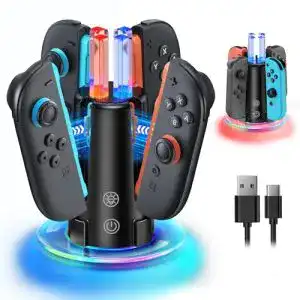 Nintendo Switch Controller Ladestation für Joy-Con mit RGB-Lichtern
