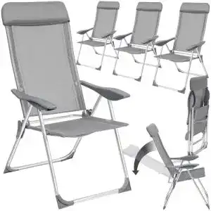 Alu Gartenstuhl Hochlehner 4er Set von tectake für Terrasse und Camping
