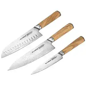 Damastmesser-Set KLAMER aus Damaszenerstahl für die Küche