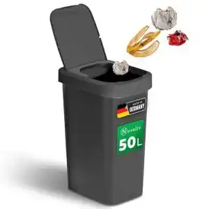 Mülleimer Küche Novaliv 50L mit 2in1 Deckel für Haushalt und Büro