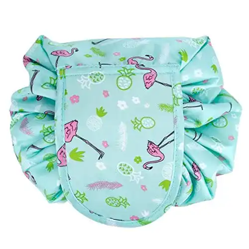 Kosmetiktasche Intirilife in Grün Rosa Flamingo – 62 x 54 cm