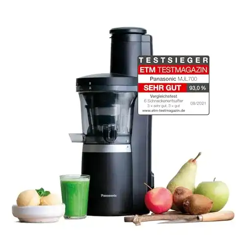 Panasonic MJ-L700KXE Slow Juicer, elektrische Fruchtpresse für ganze Früchte