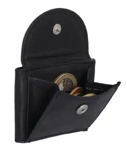 Mini-Geldbörse LEAS aus Echtleder in Schwarz
