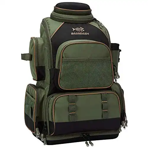 Angelrucksack für Spinnfischen von Bassdash mit Regenhülle