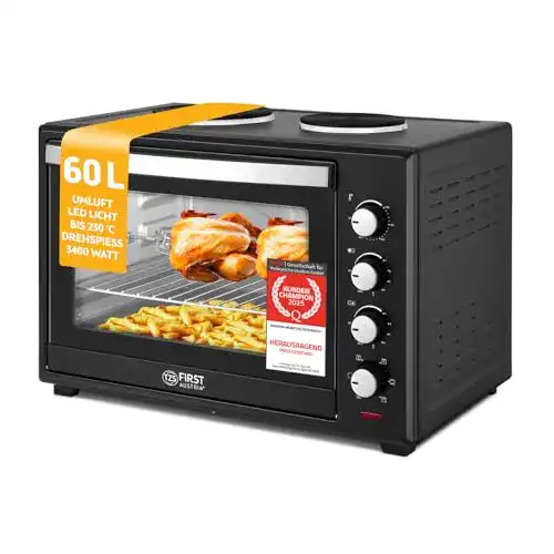 Minibackofen mit Drehspieß TZS First Austria – Kompakter Miniofen
