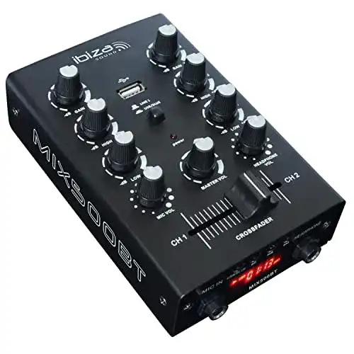 Mini Mischpult Ibiza MIX500BT – Semiprofessioneller 2-Kanal Mixer