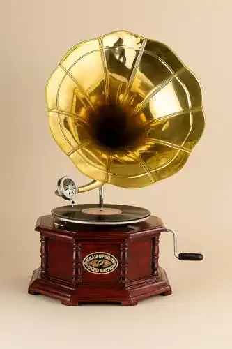 Grammophon Palazzo Int Trichter von His Masters Voice als Tischdekoration