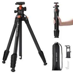 Videostativ K&F Concept 163CM Aluminium Kamerastativ mit Kugelkopf