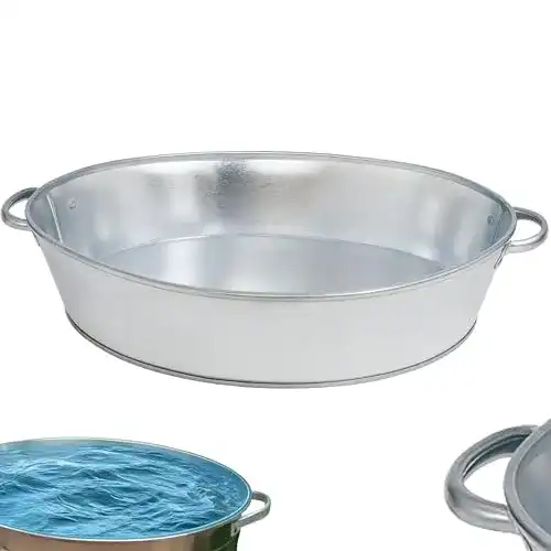 Zinkwanne 27 Liter oval mit stabilen Griffen für Garten und Dekoration