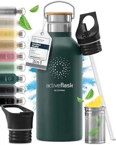 Trinkhalmflasche Bemaxx Edelstahl mit Strohhalm und Infuser