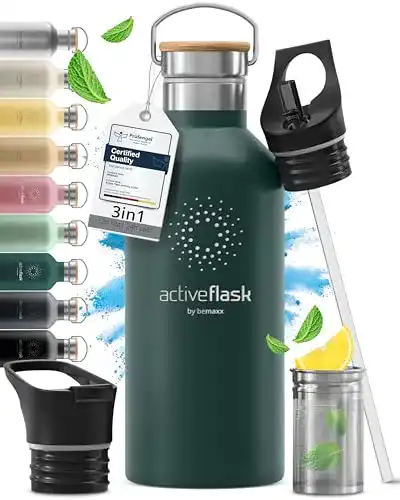 Trinkhalmflasche Bemaxx Edelstahl mit Strohhalm und Infuser