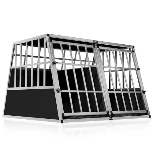 Hundebox Auto Cadoca Hundetransportbox aus Aluminium für den Kofferraum