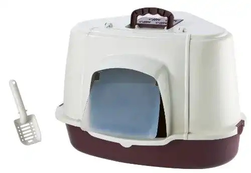Katzenklo XXL Nobby Ecktoilette mit Haube in Grau