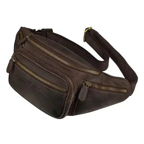 Bauchtasche STILORD ‚Caspar‘ Gürteltasche Leder Groß Vintage
