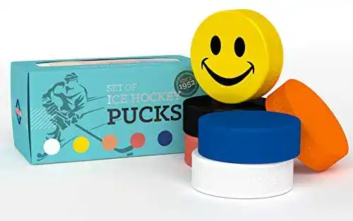 VEGUM Eishockey Puck Set mit 6 verschiedenen Pucks