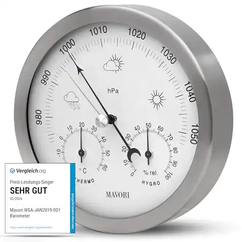 Analoge Wetterstation Mavori 3-in-1 mit Barometer, Hygrometer und Thermometer