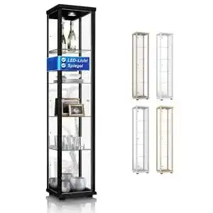 Vitrine K-Möbel Stand 176x37x33 cm mit Glasböden und LED-Beleuchtung