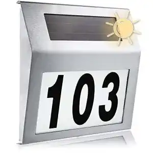 Solar Hausnummer mit LED-Beleuchtung und Solarmodul
