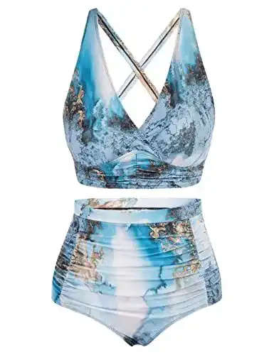 Bikini High Waist Hanna Nikole Frauen Push Up Set in Blau (Größe 42)