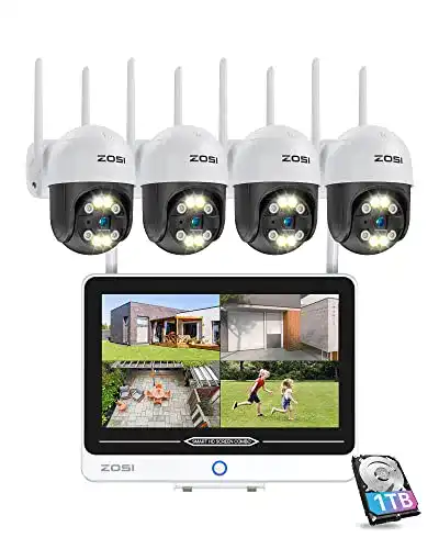 Überwachungskamera mit Monitor ZOSI 3MP WLAN für Außenbereich