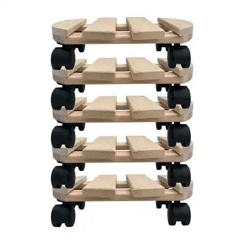 Pflanzenroller aus massivem Holz mit Rollen, 30 cm Durchmesser, 120 kg Tragkraft