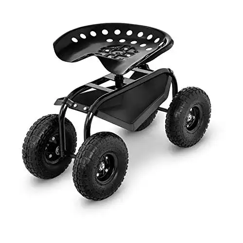 Fahrbarer Gartensitz Hillvert HT-RUNDLE-4 mit großen Rädern