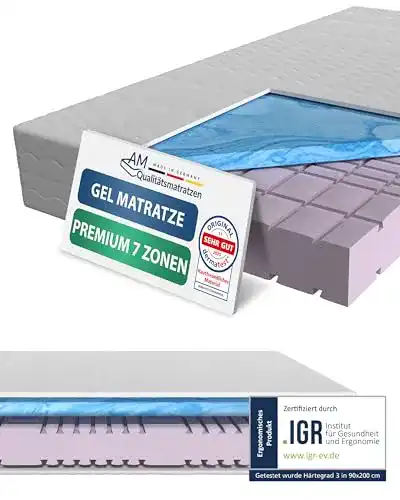 AM Qualitätsmatratzen Gelschaum-Matratze 90×200 cm