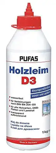 Holzleim Pufas D3 1 kg Wasserfester Holzkleber für verschiedene Anwendungen