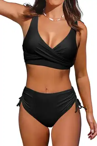 Bikini Beachsissi Damen Hochtaillierte Badeanzüge mit Criss Cross Design