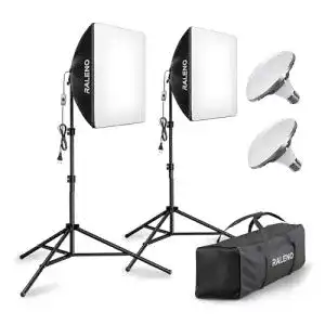 Softbox-Set Raleno Fotostudio mit 2 x 50x50cm Softboxen und Stativen