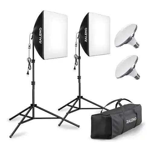 Softbox-Set Raleno Fotostudio mit 2 x 50x50cm Softboxen und Stativen