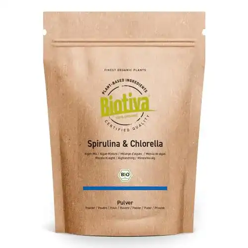 Bio-Chlorella Spirulina Pulver von Biotiva 500g