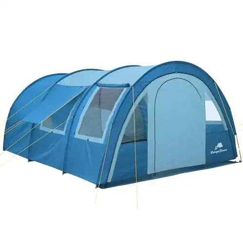 CampFeuer Tunnelzelt Multi für 4 Personen – Blau/Hellblau