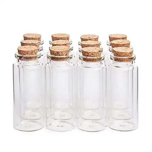 Glasfläschchen Danmu Art 30 ml mit Korkverschluss – 12 Stück